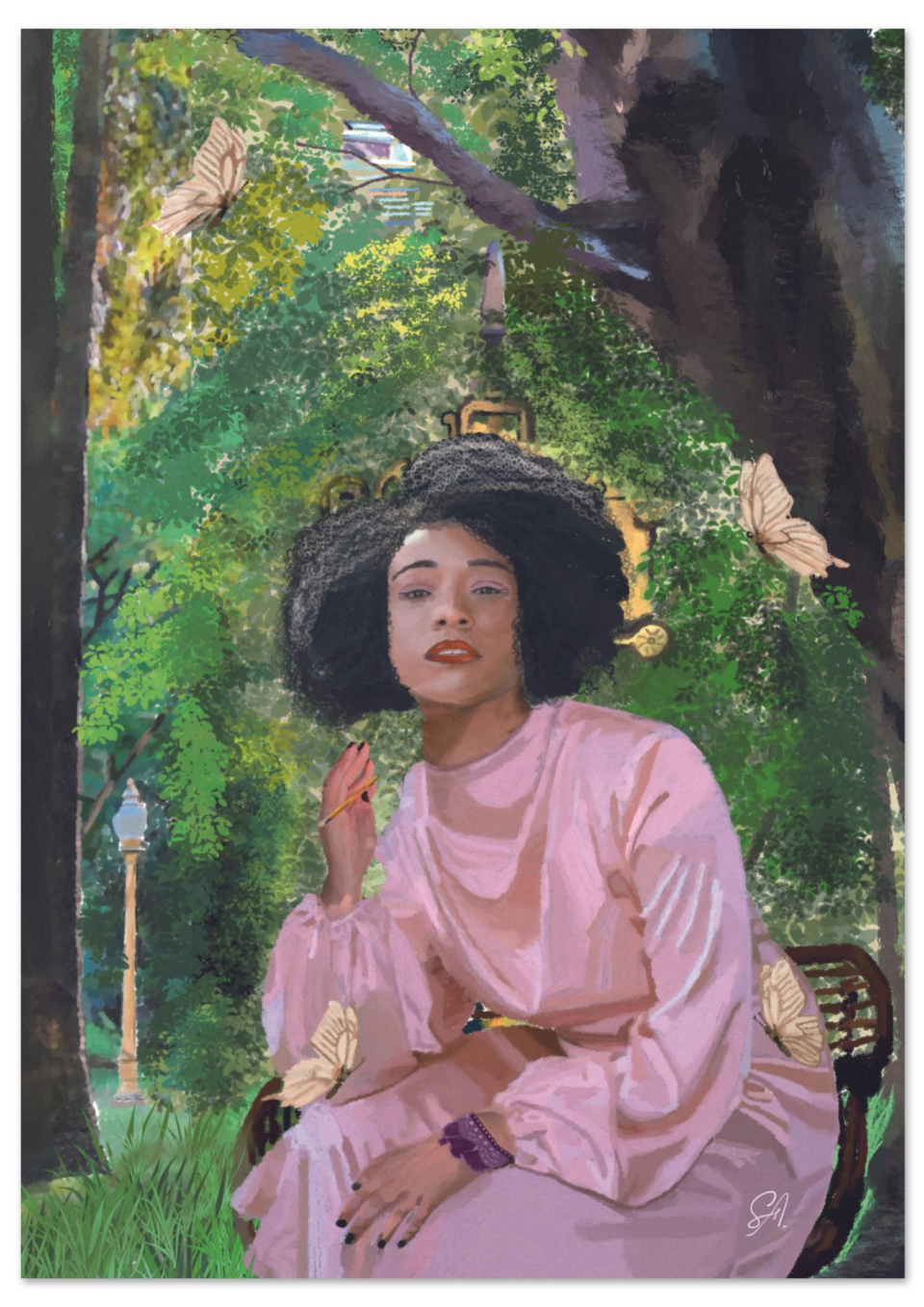 The Butterfly Lady Black Woman Painting